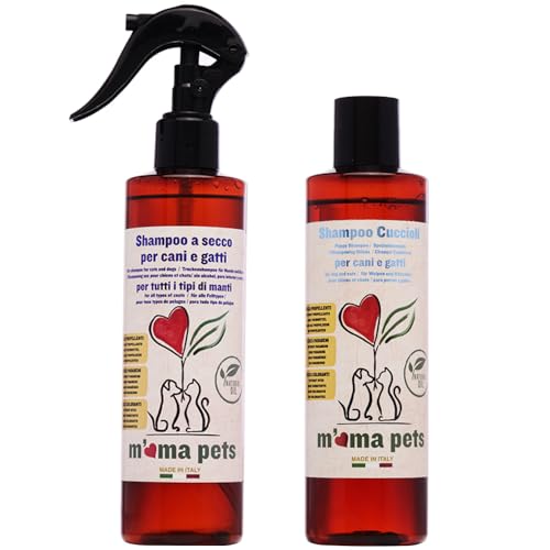 Mama Pets Trockenshampoo und Welpenshampoo-Set für Hunde und Katzen 2x250ml - 500 ml von M' MA PETS