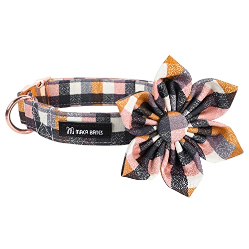 MACA Bates Hundehalsband mit Fliege & Blumen-Krawatte, Hundehalstuch für kleine, mittelgroße und große Hunde, Herbst-Hundehalsband mit verstellbarer Metallschnalle von M MACA BATES