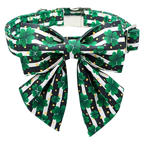 Maca Bates St. Patrick's Day Lucky Clover Hundehalsband mit Fliege für Hunde, Matrosenfliege, verstellbar, Breakaway, Grün, Frühlingshalsbänder, Zubehör, Geschenk für kleine, mittelgroße und große von M MACA BATES