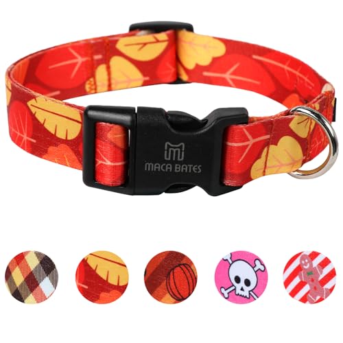 Maca Bates Designer-Hundehalsband mit Blättern, Herbst-Rot, für Mädchen und Jungen, weiblich, männlich, Para, Perros, Chihuahua, Pitbull, Geburtstagsgeschenk für kleine, mittelgroße und große Welpen von M MACA BATES