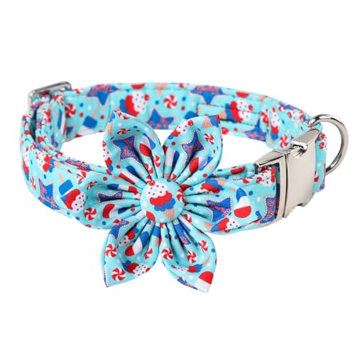 Maca Bates Hundehalsband mit Blumen für Hunde, verstellbar, patriotisch, niedlich, Geschenk für kleine, mittelgroße und große Welpen von M MACA BATES