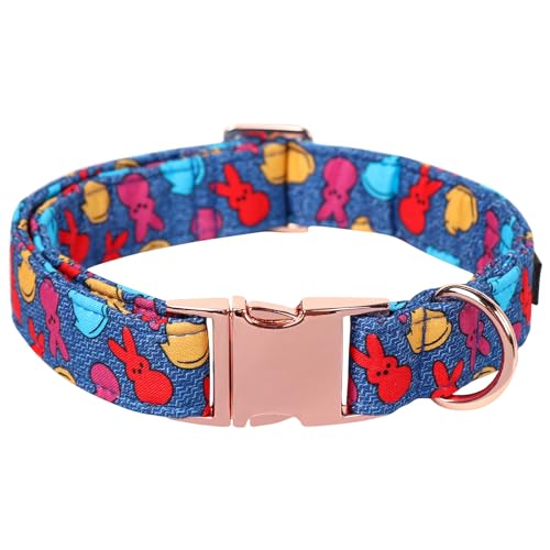 Maca Bates Oster-Hundehalsband, Eier- und Hasen-Hundehalsband, weich, langlebig, niedlich, verstellbar, blaue Eier, Halsband, Ostern, Kaninchen, Geschenk für kleine, mittelgroße und große Jungen, von M MACA BATES