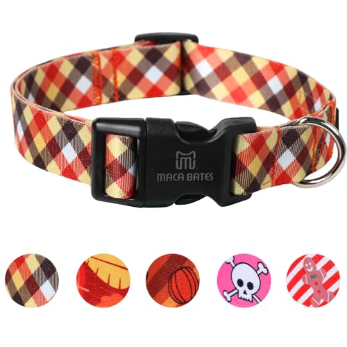 Maca Bates Plaid Hundehalsband Verstellbare Hundehalsbänder für kleine mittelgroße große Hunde mit Muster Junge Mädchen Hundehalsbänder Weich Bequem (L, Diamant-Gitter) von M MACA BATES