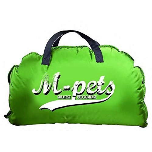 M-PETS Bilbao Transportbares Bett mit weichem Fellbezug, Grün mit Logo, 120 x 80 cm von M-PETS