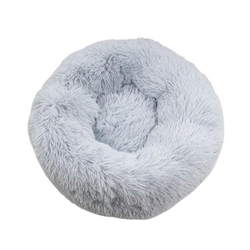 M&Catree Donutbett für Hunde und Katzen, Flauschiges Hundebett rund, Hundekissen weiches Katzenbett aus kuscheligem Plüsch - Hellgrau, Φ: 40cm von M&Catree