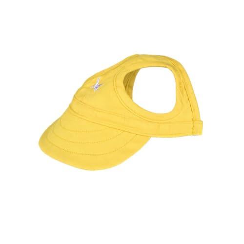 M&Catree Hunde Baseballmütze, Haustier Baseball Mütze Sonnenhüte mit Ohrlöchern und Verstellbarem Kinnriemen Haustier Familienhüte Outdoor Hundecap Sonnenschutzkappen - Gelb, XL von M&Catree