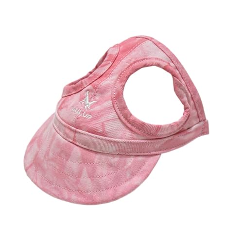 M&Catree Hunde Baseballmütze, Haustier Baseball Mütze Sonnenhüte mit Ohrlöchern und Verstellbarem Kinnriemen Haustier Familienhüte Outdoor Hundecap Sonnenschutzkappen - Wolke Rosa, L von M&Catree