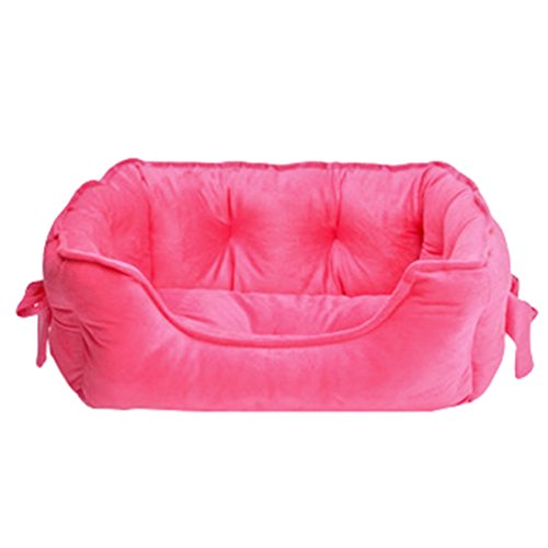 M&Catree Hundebett Hundekissen Weich Anti-Rutsch Hundekorb Waschbar Plüsch Hundebetten für Kleine Mittelgroße Hunde - Rose, L von M&Catree