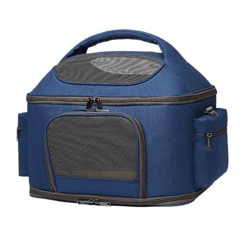 M&Catree Transportbox Katze, Faltbare Katzentransportbox, Welpen Tragetasche Haustier Transportbox für Katzen/Hund bis 10kg, 42x30x34cm, Blau von M&Catree