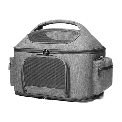 M&Catree Transportbox Katze, Faltbare Katzentransportbox, Welpen Tragetasche Haustier Transportbox für Katzen/Hund bis 10kg, 42x30x34cm, Hellgrau von M&Catree