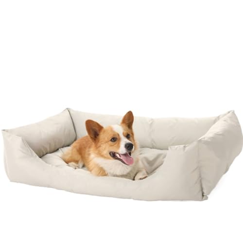 M&Catree Wasserdichtes Hundebett, Rechteck Hundekissen Hundekorb Weiches Hundesofa für Hunde Katze - Beige, L: 60 * 80 * 24CM von M&Catree