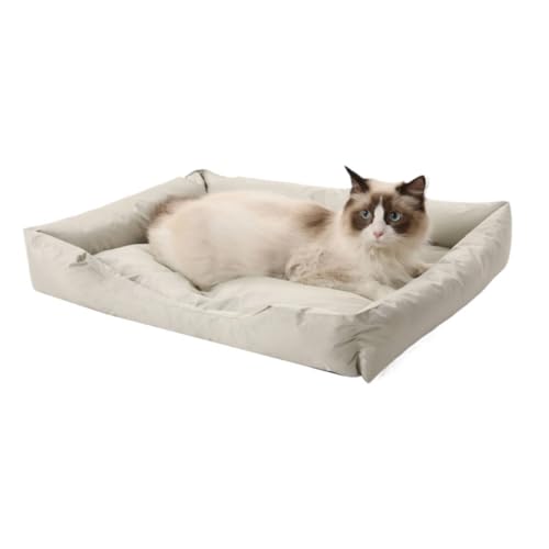 M&Catree Wasserdichtes Hundebett, Rechteck Hundekissen Waschbar Hundekorb Weiches Hundesofa für Hunde Katze - Beige, L: 50 * 60 * 7CM von M&Catree