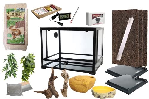 M&S Reptilien Komplettset DELUXE: Für Königspythons (120cm Länge) Terrarium mit Reptizoo Glas-Terrarium 120x60x60 (RK0227) von M&S Reptilien