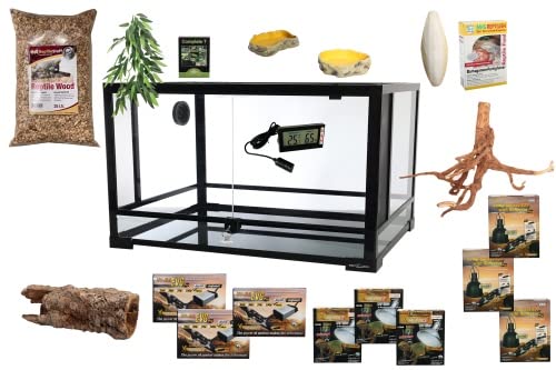 M&S Reptilien Komplettset Deluxe: Für Leguane (180x60x90cm) (Änderung vom Bild!) Terrarium mit ReptiZoo Glas-Terrarium (ca.182x61x91cm) RK0231-S/RK0231-B von M&S Reptilien