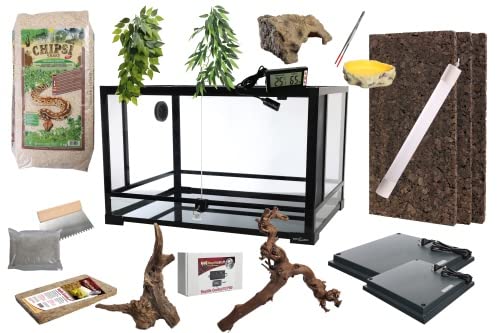 M&S Reptilien Komplettset Deluxe: Für Nattern (120cm Länge) Terrarium mit Reptizoo Glas-Terrarium 120x60x60 (RK0227) von M&S Reptilien