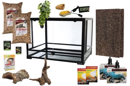 M&S Reptilien Komplettset: Für Bartagamen, Tejus und Warane (150 x 80x 80) Terrarium mit ReptiZoo Glas-Terrarium ca.152x61x61cm (RK0232-S/RK0232-B) von M&S Reptilien