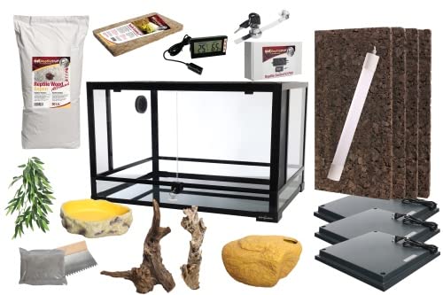 M&S Reptilien Komplettset: Für Königspythons (150x60x60cm) Terrarium mit ReptiZoo Glas-Terrarium ca.152x61x61cm (RK0232-S/RK0232-B) von M&S Reptilien