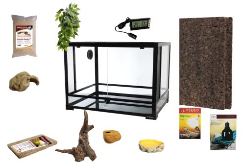 M&S Reptilien Komplettset: Für Leopardgeckos (100x50x50cm) Terrarium mit ReptiZoo Glas-Terrarium 91,5x46x46 cm (Wird verschickt) RK0119 von M&S Reptilien