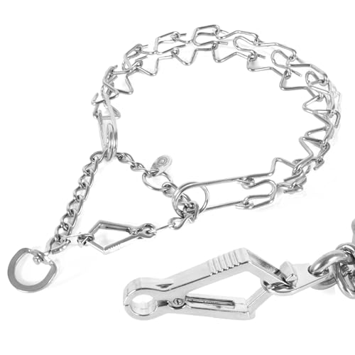 Trainingshalsband aus Edelstahl mit Schnellverschluss-Schnalle, verstellbares Kettenhalsband für Hunde mit Drehring, 66 x 4,0 mm (Halsumfang bis 58,4 cm), XL von M.C.works