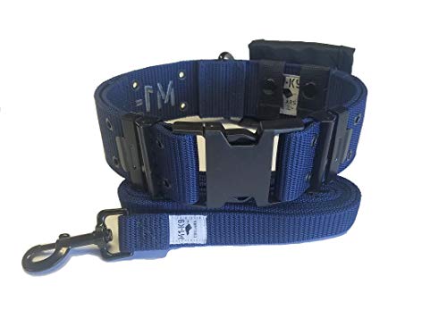 M1-K9 Taktisches Hundehalsband, große Rassen, Militär, mit 1,8 m, Leine und Utility-Tasche, verstellbar 40,6 cm - 66 cm, Old Glory Blue von M1-K9