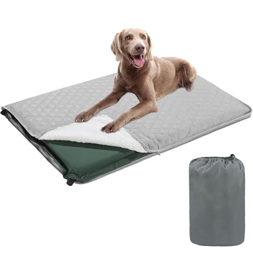 MABOZOO Aufblasbares Outdoor-Hundebett, wasserdicht, 91,4 x 61 x 7,1 cm, tragbares, doppelseitiges Reise-Hundebett für mittelgroße und große Hunde, drinnen und draußen von MABOZOO