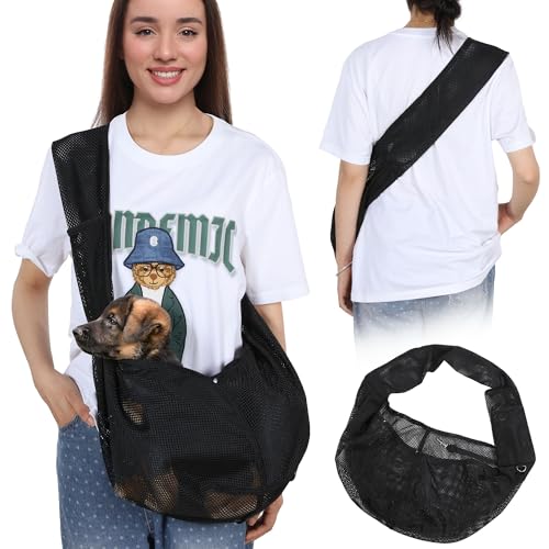 MABOZOO Mesh Pet Sling Carrier for Small Dogs, Breathable Dog Carrier Sling Cat Sling, Front Facing Puppy Pouch Travel Safe Sling Bag for Small & Medium Dogs, Cats, Pets von MABOZOO