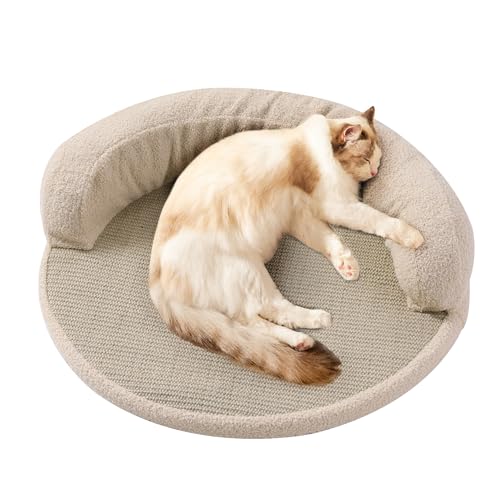 MABOZOO Sisal-Kratzlounge mit Kissen, rundes Kratzbett für Indoor-Katzen, Schleifkralle, stabile Kratzpappe zum Schutz von Möbeln, Sofa (L) von MABOZOO