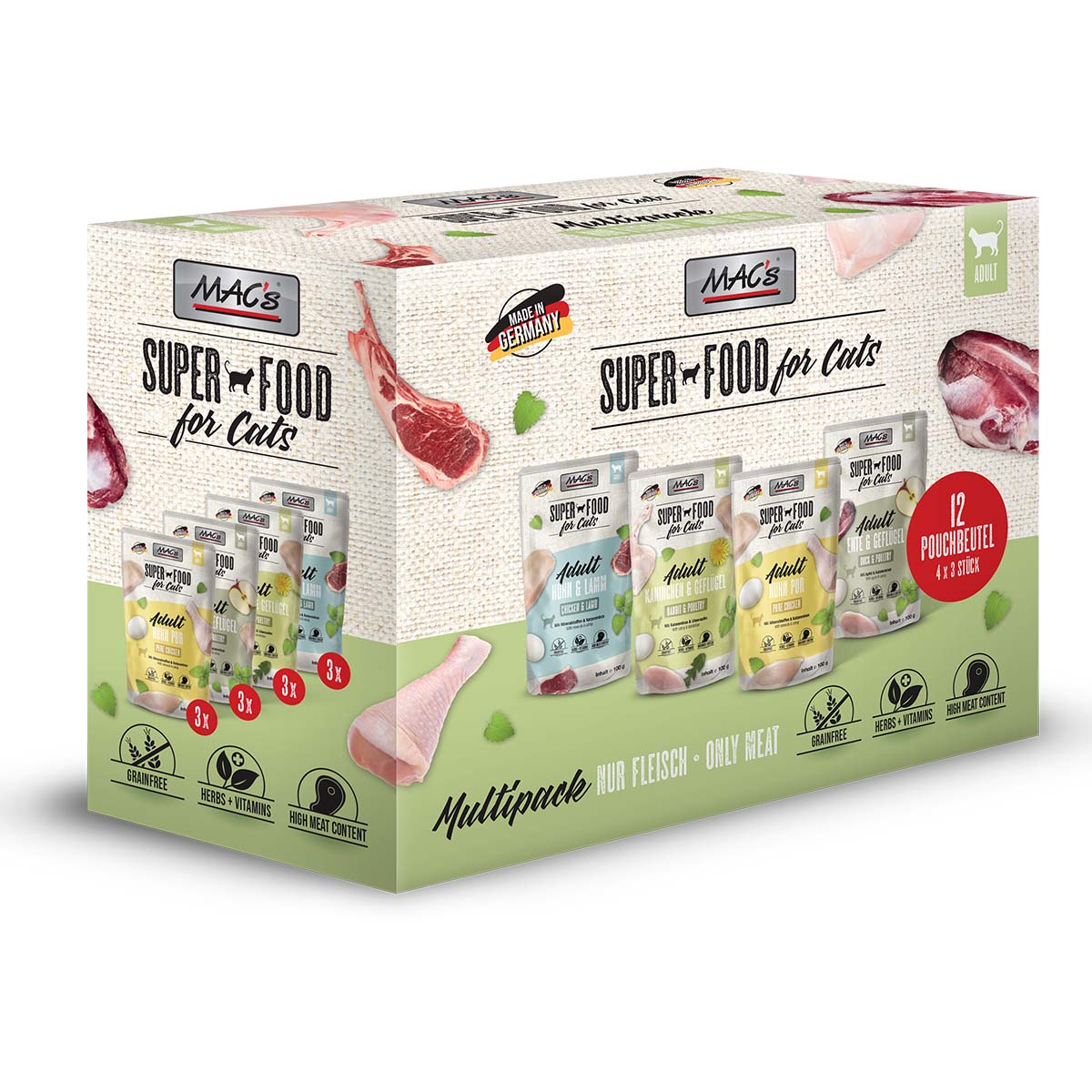 MAC's Cat Multipack nur Fleisch 12x100g von MAC's Cat