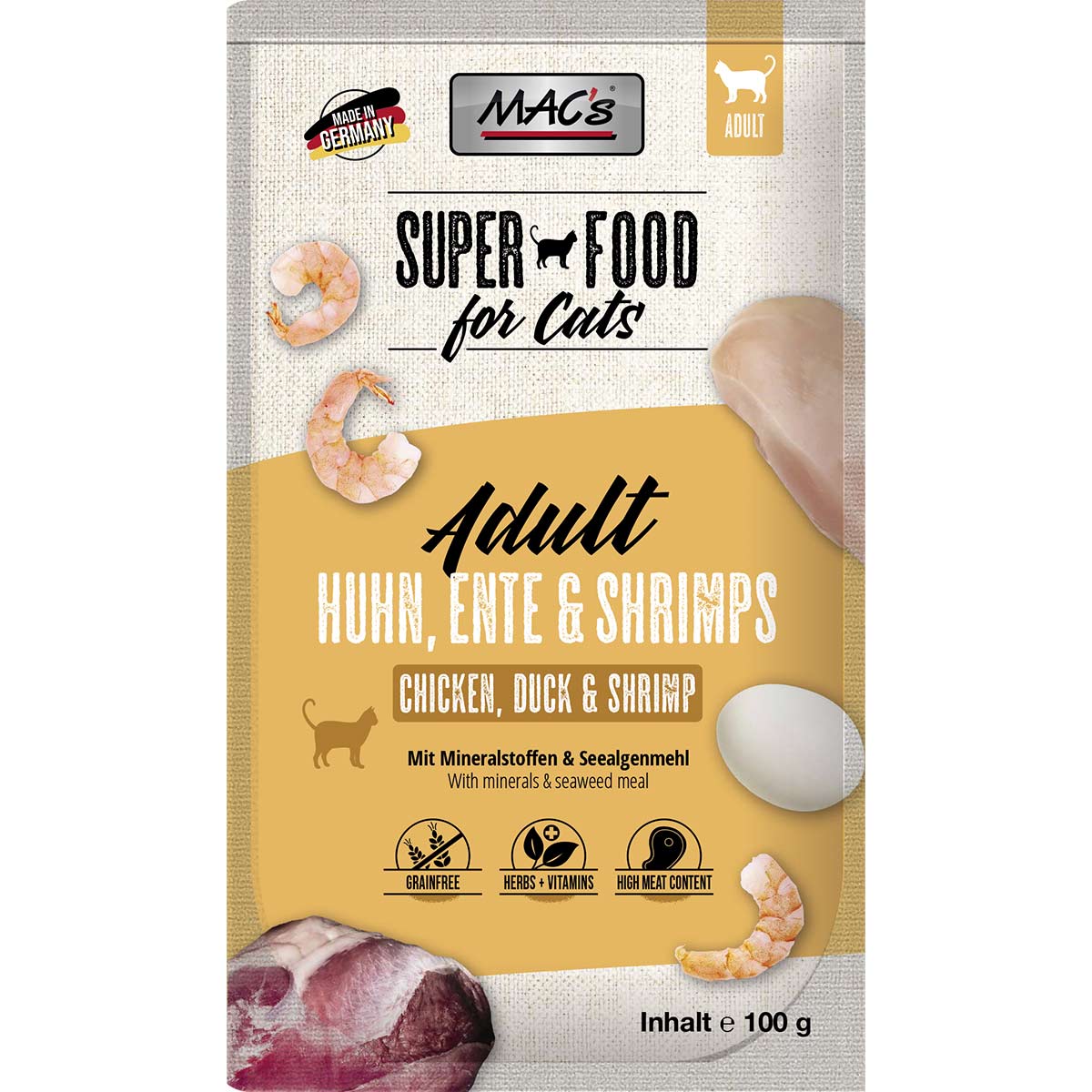 MAC's Cat Pouchpack Huhn, Ente & Shrimps 12x100g von MAC's Cat