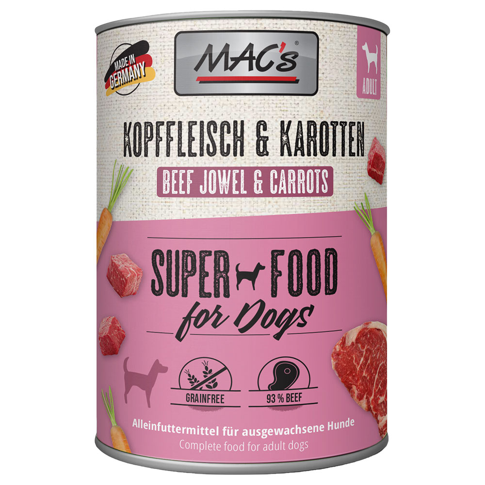 MAC's Adult Superfood 6 x 400 g - Kopffleisch & Karotte von MAC's