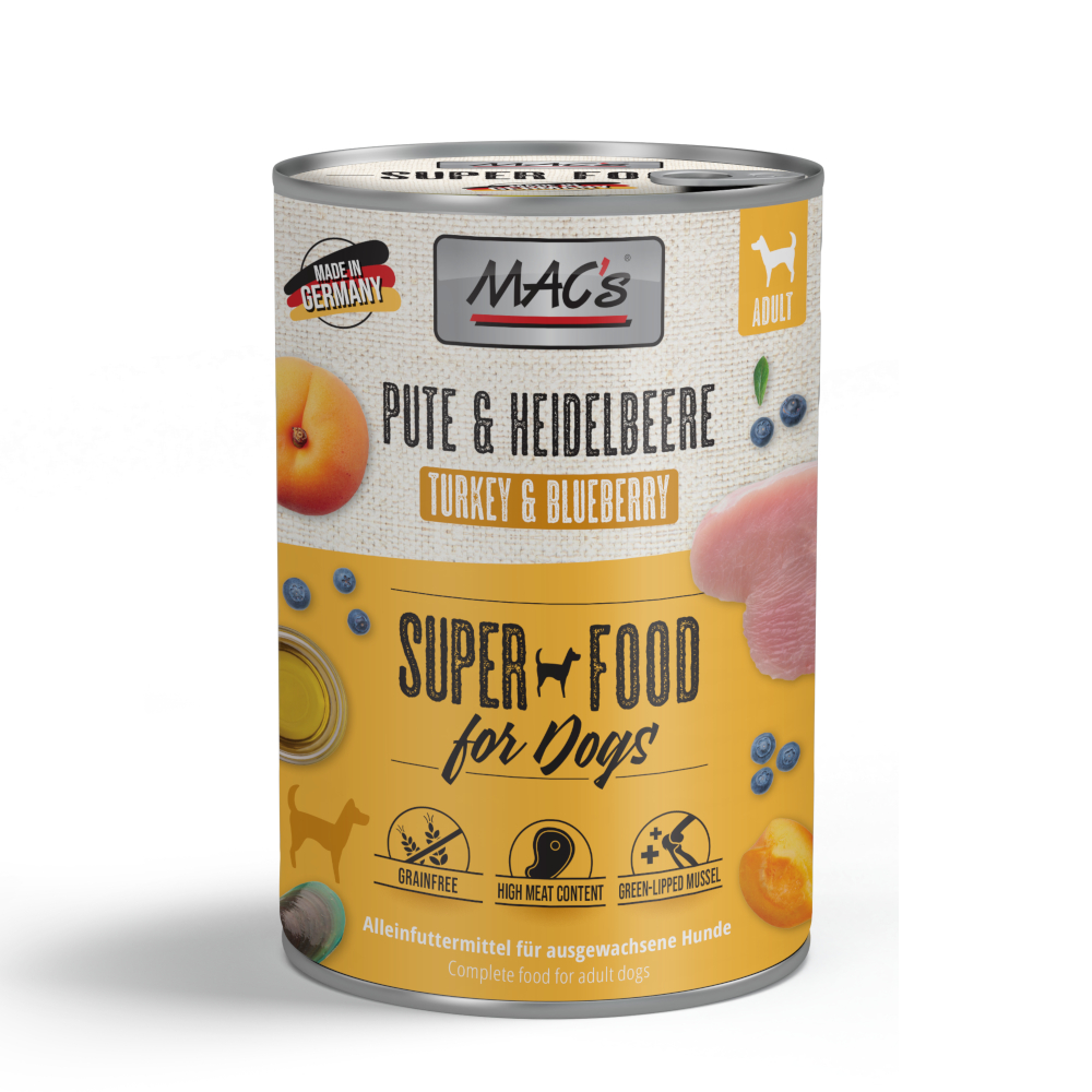 MAC's Adult Superfood 6 x 400 g - Pute & Heidelbeeren von MAC's