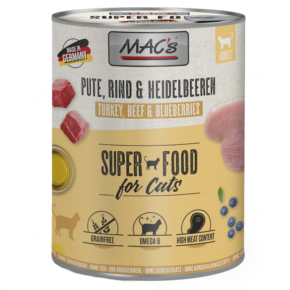 MAC´s Cat 6 x 800 g - Pute, Rind & Heidelbeeren von MAC's