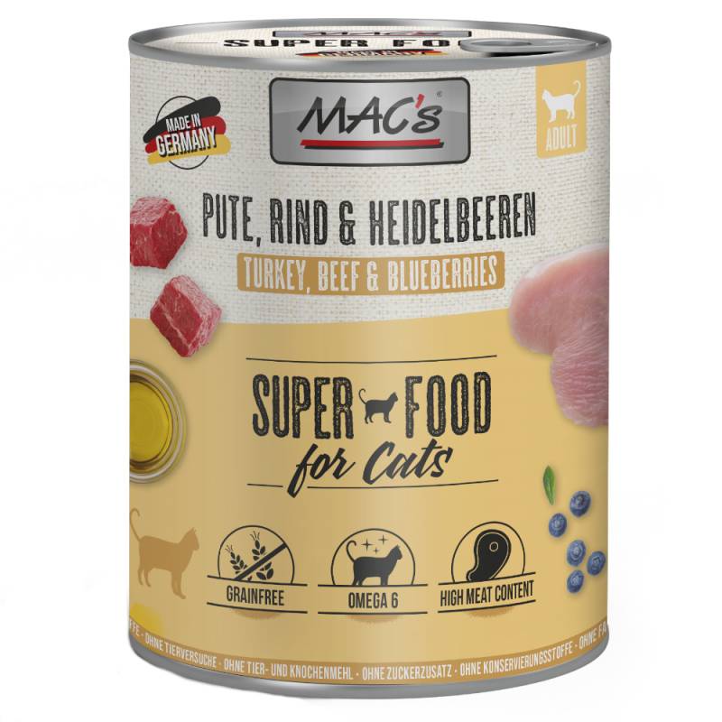 MAC´s Cat Katzenfutter 6 x 800 g - Pute, Rind & Heidelbeeren von MAC's