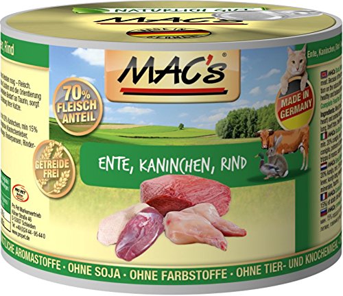 MAC's Cat Ente, Kaninchen & Rind (getreidefrei) 6 x 200 g von MAC's