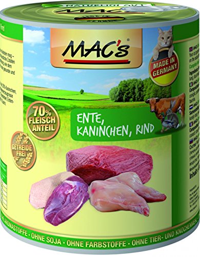 MAC's Cat Ente, Kaninchen & Rind (getreidefrei) 6 x 800 g von MAC's