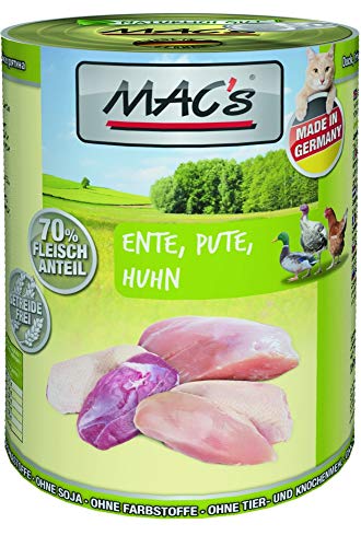 MAC''s Cat Ente + Pute + Huhn 400g Katzenfutter, Feuchtfutter Größe 6 x 400g von MAC's