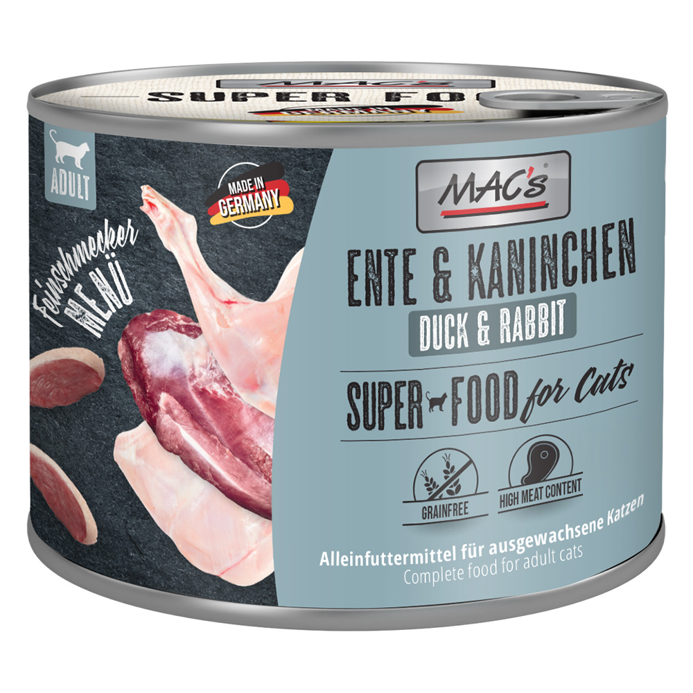 MAC´s Cat Feinschmecker 6 x 200 g - Ente & Kaninchen von MAC's