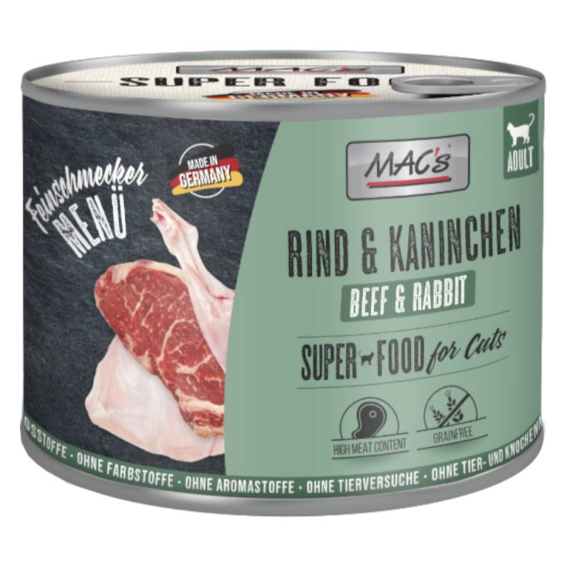 MAC´s Cat Feinschmecker 6 x 200 g - Rind & Kaninchen von MAC's