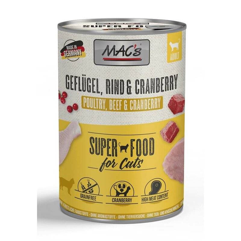 MAC's Cat Geflügel, Rind & Cranberry 400 g (5,63 € pro 1 kg) von MAC's