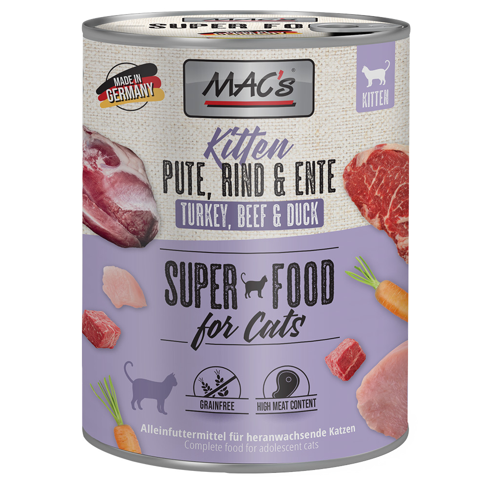 MAC´s Cat 6 x 800 g - Kitten (Pute, Rind, Ente) von MAC's