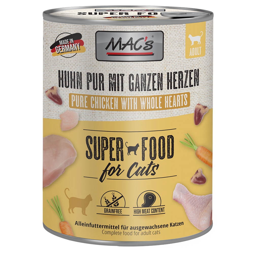 MAC´s Cat Katzenfutter 6 x 800 g - Huhn PUR mit ganzen Geflügelherzen von MAC's