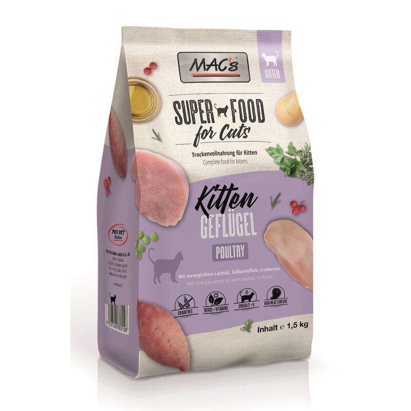 MAC's Cat Kitten Geflügel - 1,5 kg (10,63 € pro 1 kg) von MAC's