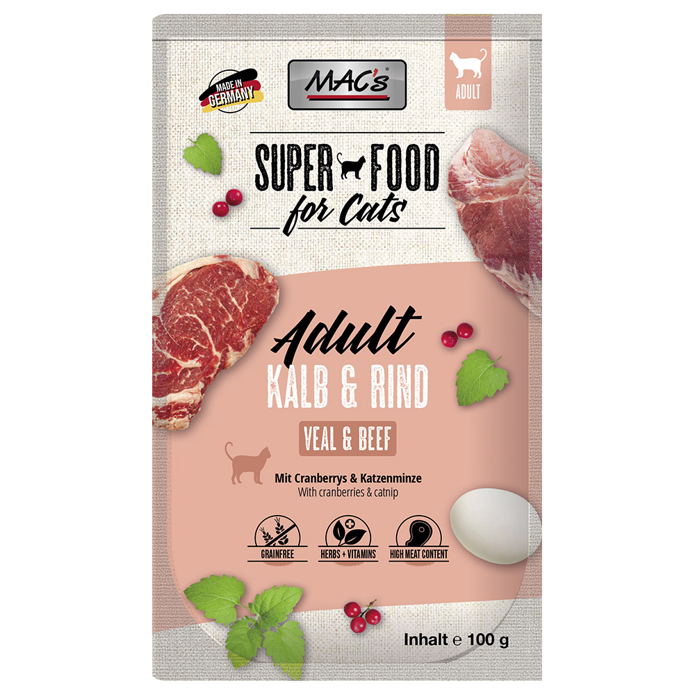 MAC´s Cat Pouch 12 x 100 g - Kalb & Rind von MAC's