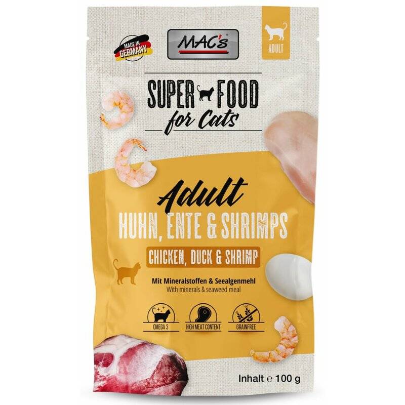 MAC's Cat Pouchpack Huhn, Ente & Shrimps 100 g (12,70 € pro 1 kg) von MAC's