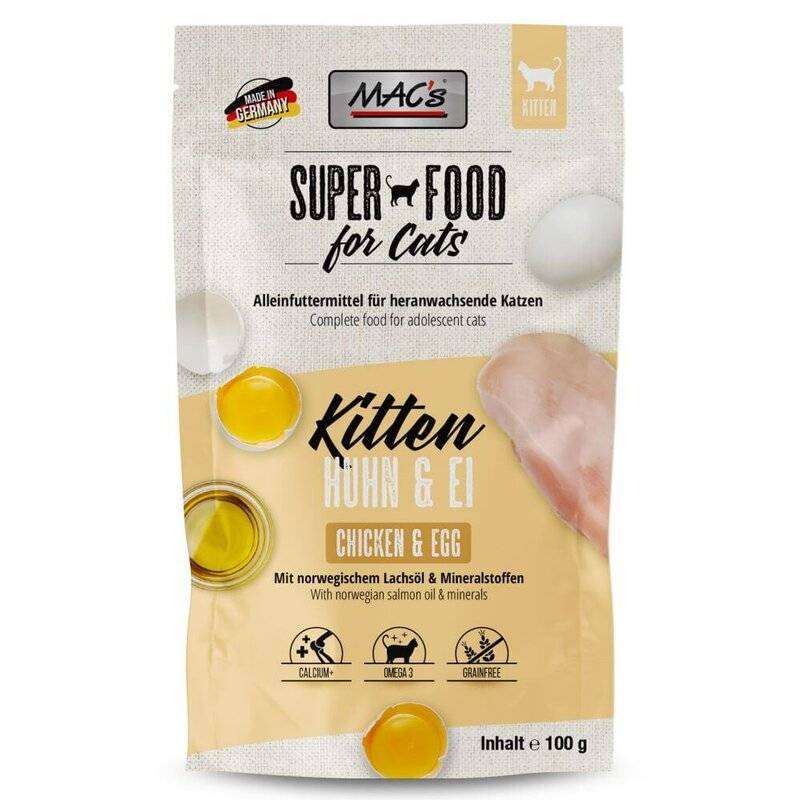 MAC's Cat Pouchpack Kitten Huhn & Ei 100 g (12,70 € pro 1 kg) von MAC's