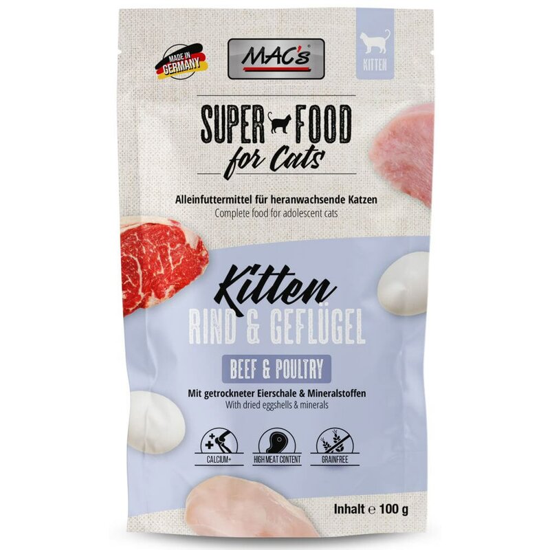 MAC's Cat Pouchpack Kitten Rind & Geflügel 100 g (12,70 € pro 1 kg) von MAC's