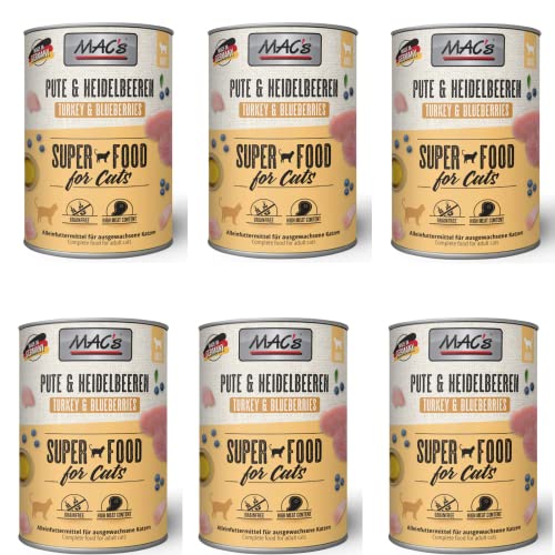 MAC''s Cat Pute mit Heidelbeere 400g Katzenfutter, Feuchtfutter Größe 6 x 400g von MAC's