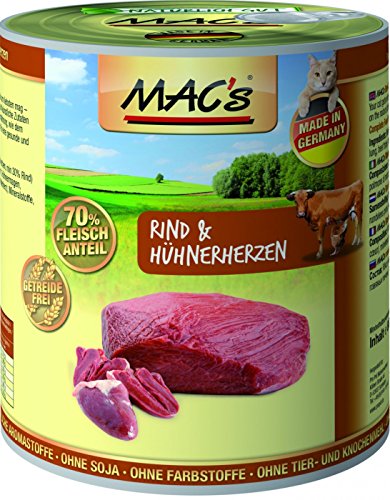 MAC's Cat Rind & Hühnerherzen (getreidefrei) 6 x 800 g von MAC's