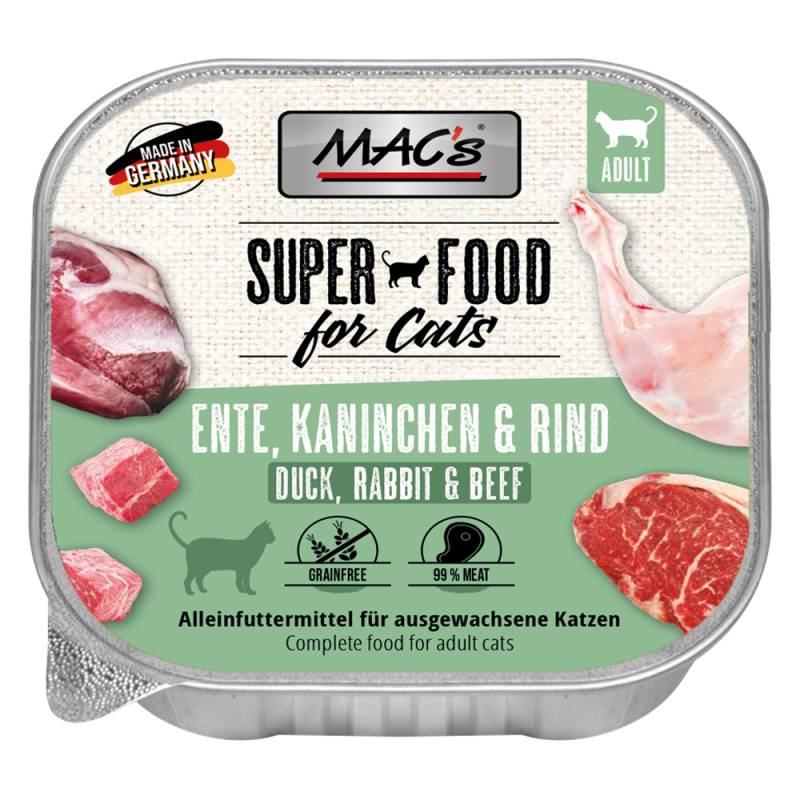 MAC's Cat Schale 16 x 100 g - Ente, Kaninchen & Rind von MAC's