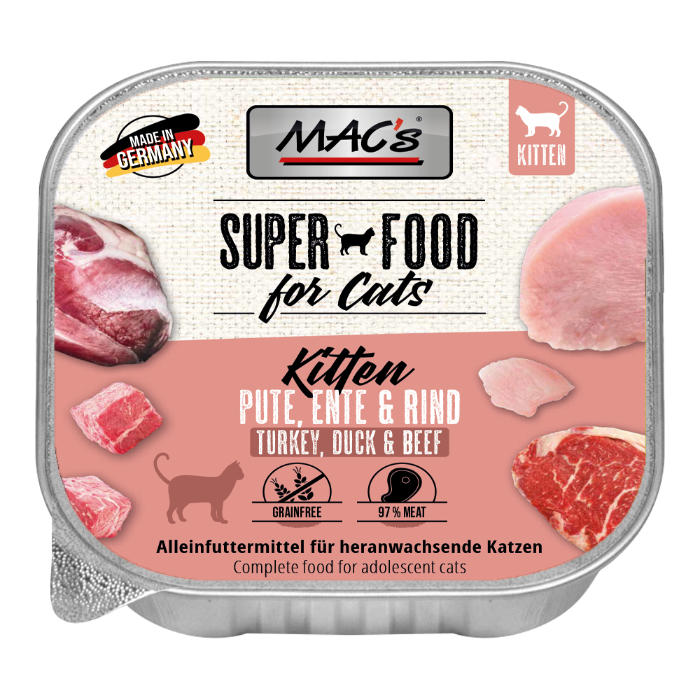 MAC's Cat Schale 16 x 100 g - Kitten Pute, Ente & Rind von MAC's